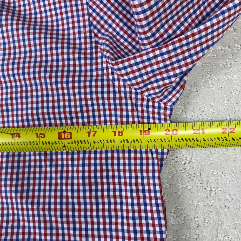Charles Tyrwhitt Shirt Mens 15.5/33 Red Blue Gingham Slim Fit Cotton Button Down - Picture 6 of 8
